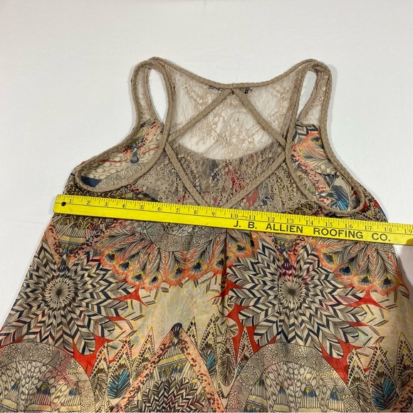 Doe & Rae Tank Top woman’s large Boho Lace Blouse High Low Summer Flowy Sheer - Picture 9 of 13